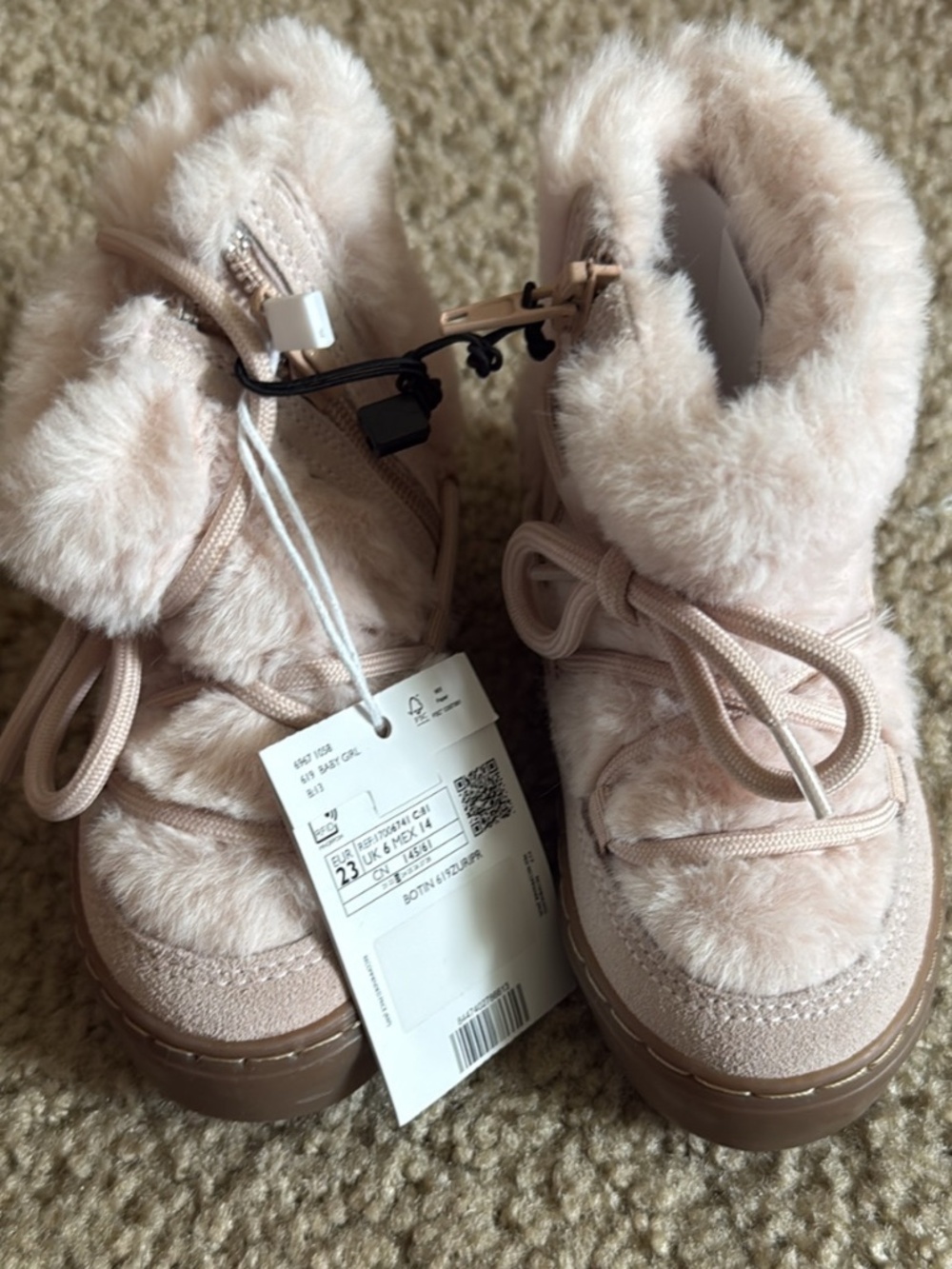 Mango Kids Toddler Girls’ Pink Faux Fur Boots — Brand New
